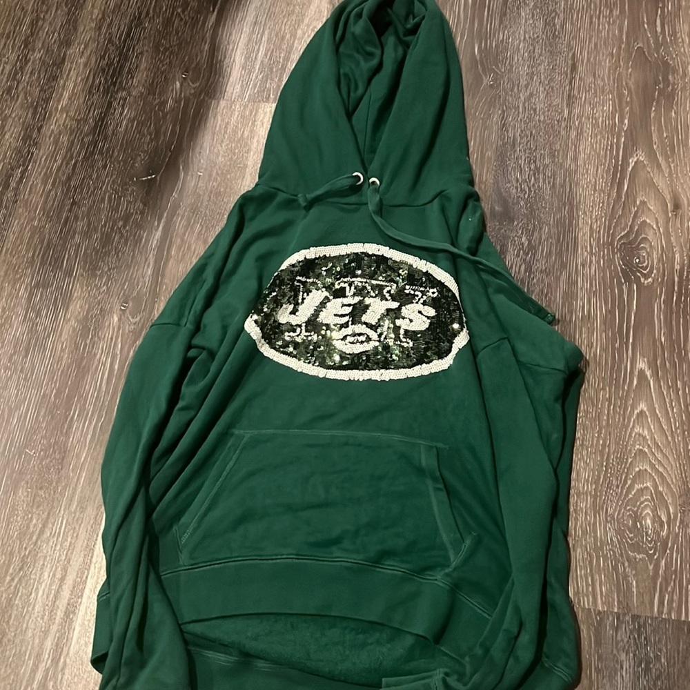 Oversized vintage jets sequin hoodie